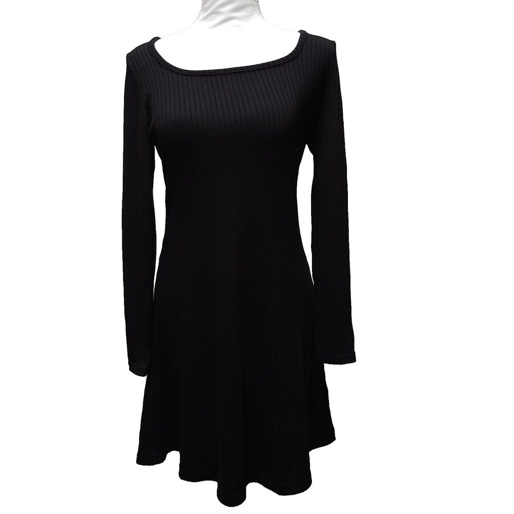 Old Navy Women's Long Sleeve Black Dress Ribbed Knit Dress Size Small
